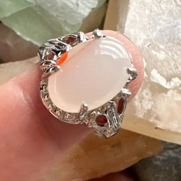 White agate silver gem ring - Picture 2 of 3